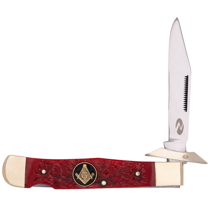 Cougar Claw RBJ 4.5”, Handmade and Hand-Polished Pen Clip Blade Knife with Red Jigged Bone Handle