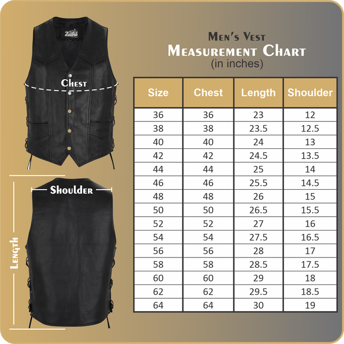 MC-03 Classic Black Leather Vest with Adjustable Lacing