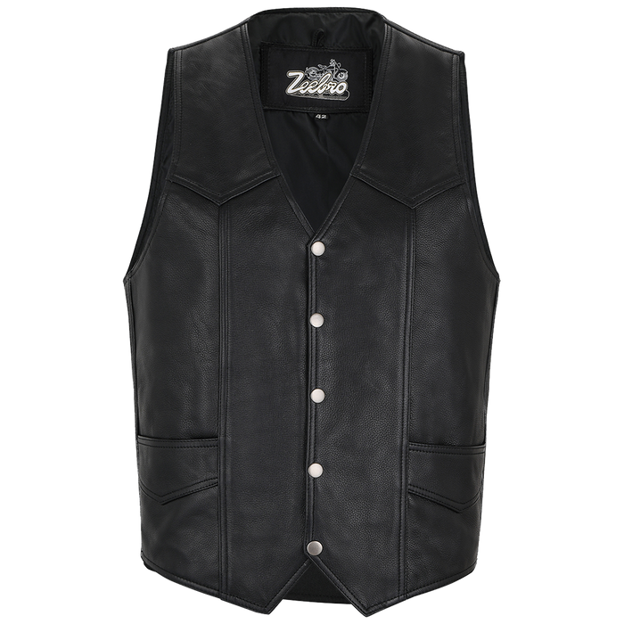 ZeeMen's MC–02 Classic Black Leather Vest