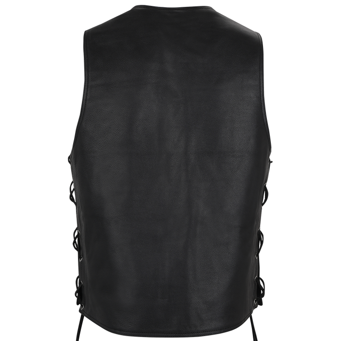 MC-03 Classic Black Leather Vest with Adjustable Lacing