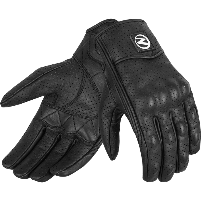 ZeeMen's AC–05 Perforated Protective Armor Black Leather Gloves