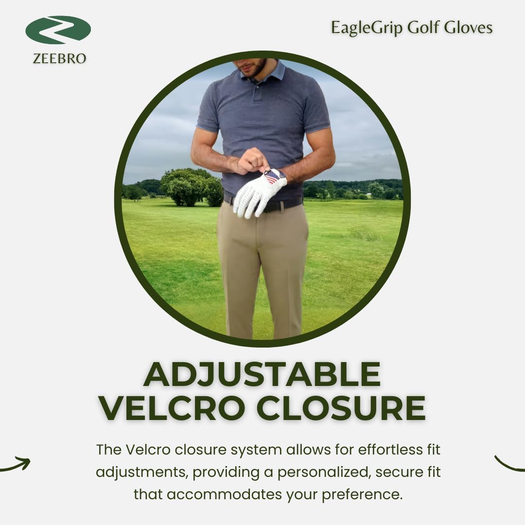 EagleGrip Golf Gloves – Left Hand Glove for Right-Handed Golfers, Soft Premium Cabretta Leather