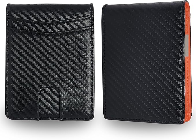 Zeebro Slim Wallet for Men -12 Card Slots, ID Window, Money Clip, Minimalist, RFID, Front Pocket Leather Wallet