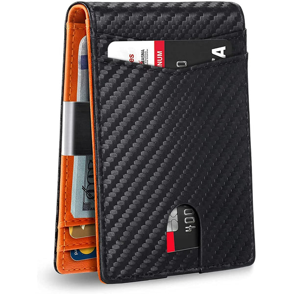 Zeebro Slim Wallet for Men -12 Card Slots, ID Window, Money Clip, Minimalist, RFID, Front Pocket Leather Wallet