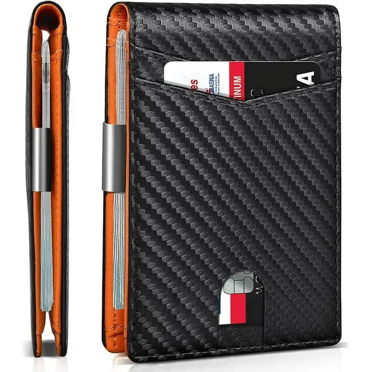 Zeebro Slim Wallet for Men -12 Card Slots, ID Window, Money Clip, Minimalist, RFID, Front Pocket Leather Wallet