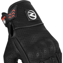 ZeeMen's DG–33 White-Threaded Perforated Black Armor Leather Gloves