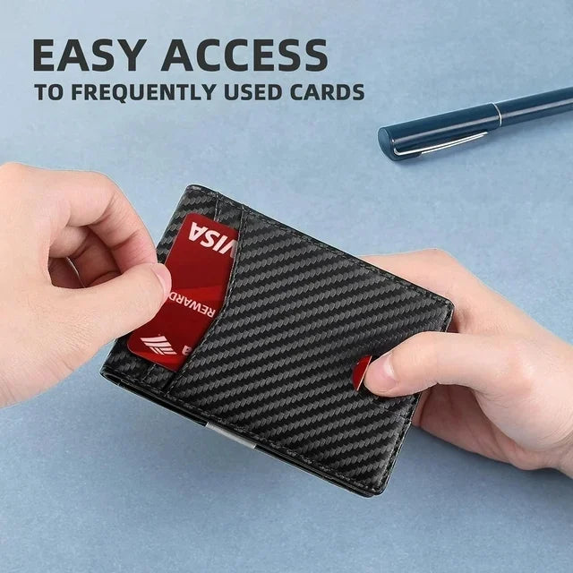 Zeebro Slim Wallet for Men -12 Card Slots, ID Window, Money Clip, Minimalist, RFID, Front Pocket Leather Wallet
