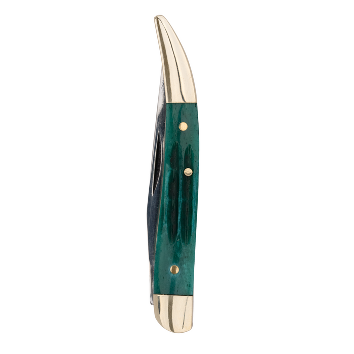 Cali-Slimline GBJ 3”,Handmade and Hand-Polished California Clip Blade Knife with Green Jigged Bone Handle