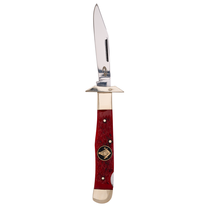 Cougar Claw RBJ 4.5”, Handmade and Hand-Polished Pen Clip Blade Knife with Red Jigged Bone Handle