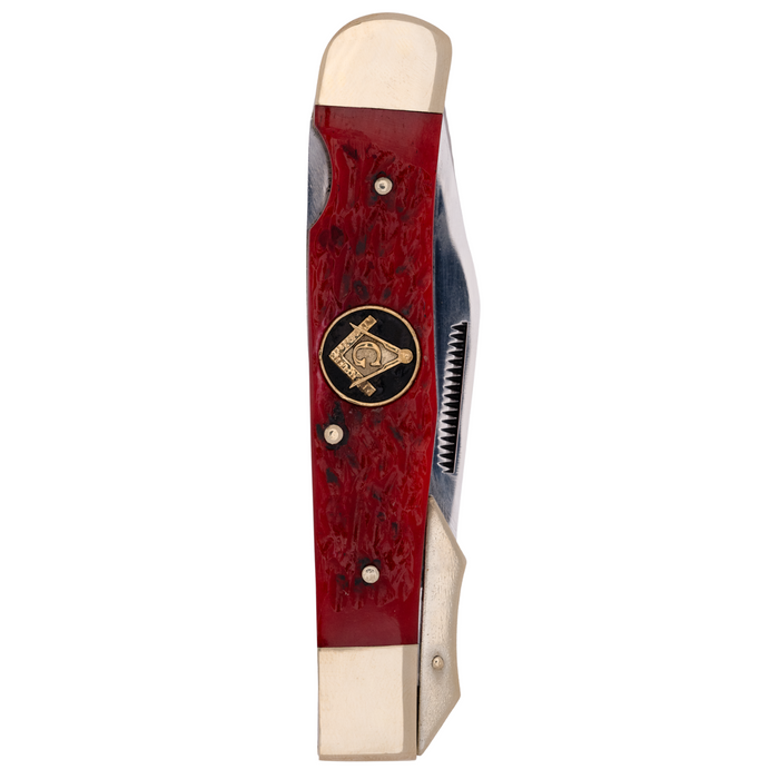 Cougar Claw RBJ 4.5”, Handmade and Hand-Polished Pen Clip Blade Knife with Red Jigged Bone Handle