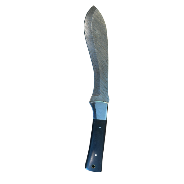 Khukhri Bowie Hand-Forged Damascus (Alloy) Steel Knife | Black Micarta Handle