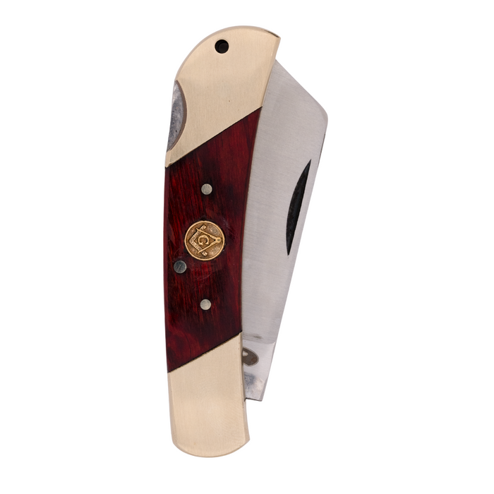 Safari Razer PW 3.25” Handmade and Satin Hand-Polished Coping Blade Knife with Red Pakkawood Handle