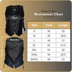 ZeeWomen's MC–321 Black Leather Braided Vest with Adjustable Lacing