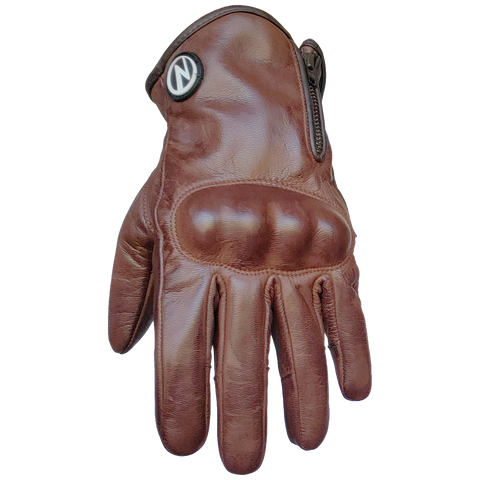 ZeeMen's DG–33 White-Threaded Perforated Black Armor Leather Gloves