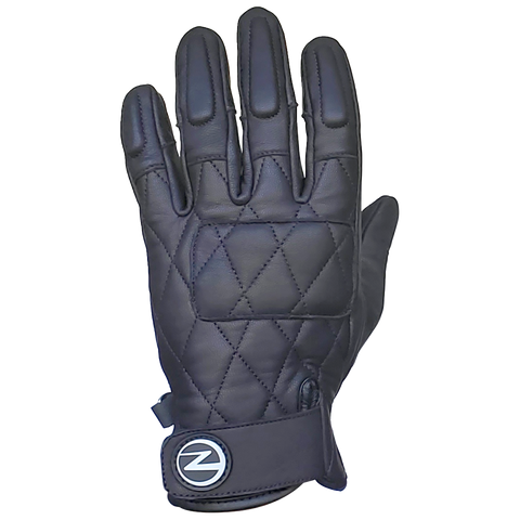ZeeMen's DG–33 White-Threaded Perforated Black Armor Leather Gloves