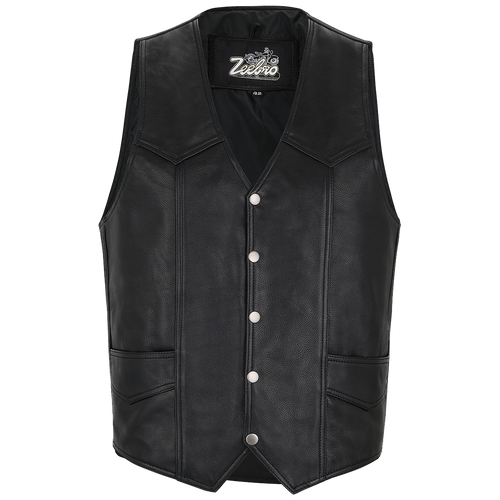ZeeMen's MC–02 Classic Black Leather Vest