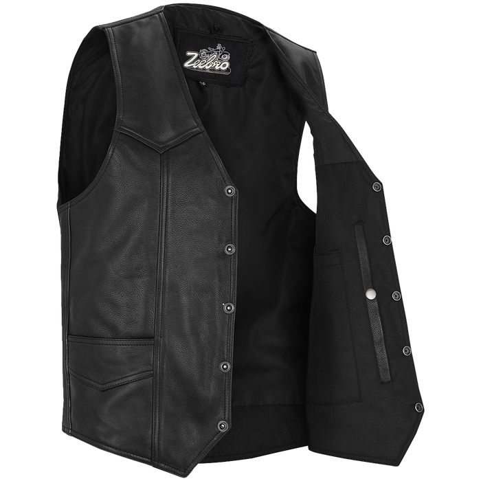 ZeeMen's MC–02 Classic Black Leather Vest