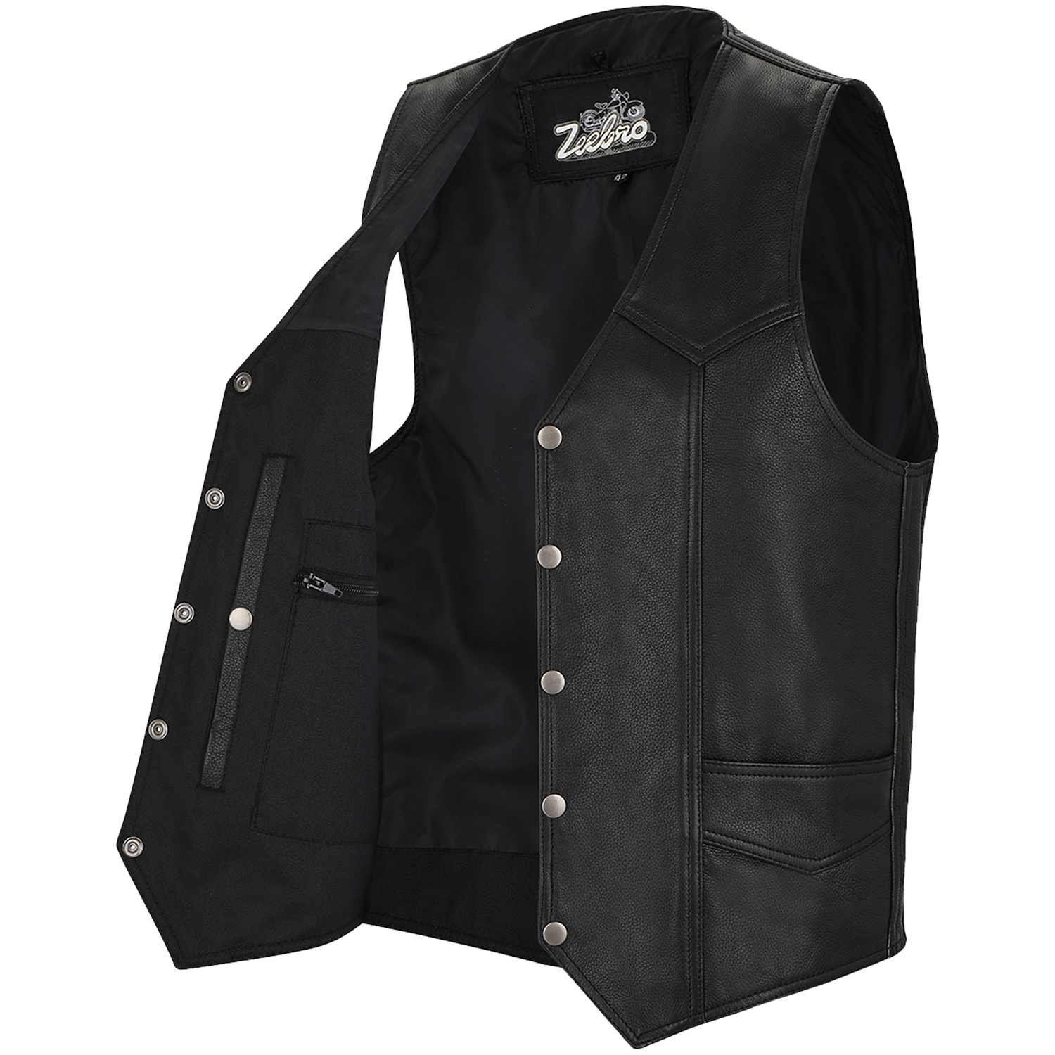 ZeeMen's MC–02 Classic Black Leather Vest