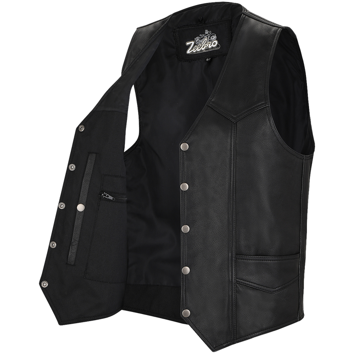 ZeeMen's MC–02 Classic Black Leather Vest