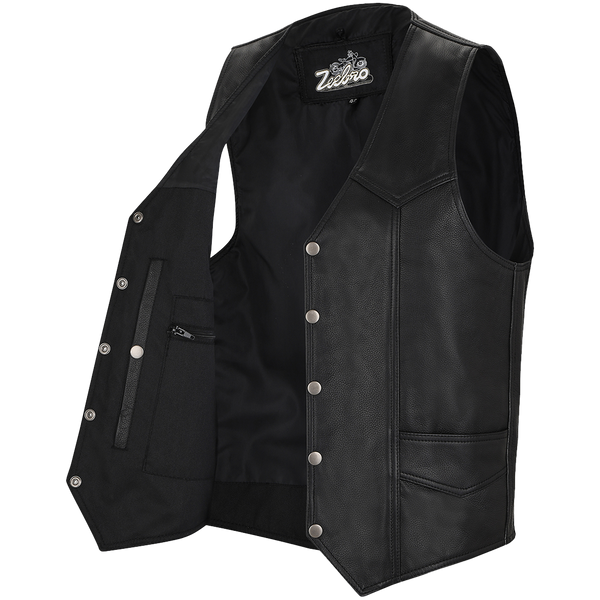 ZeeMen's MC–02 Classic Black Leather Vest