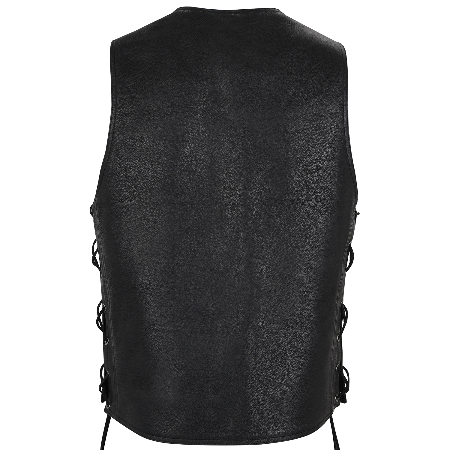 MC-03 Classic Black Leather Vest with Adjustable Lacing