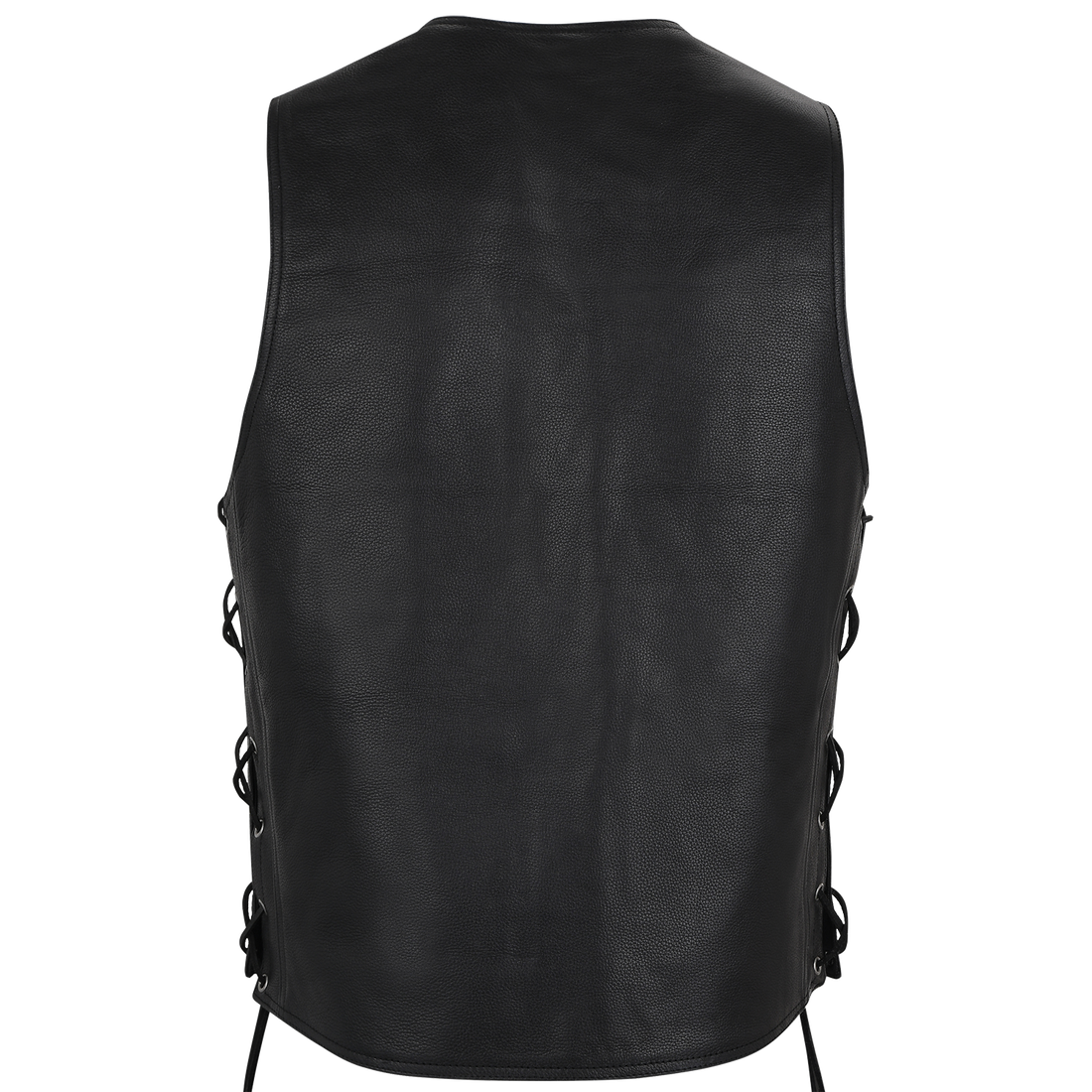 MC-03 Classic Black Leather Vest with Adjustable Lacing