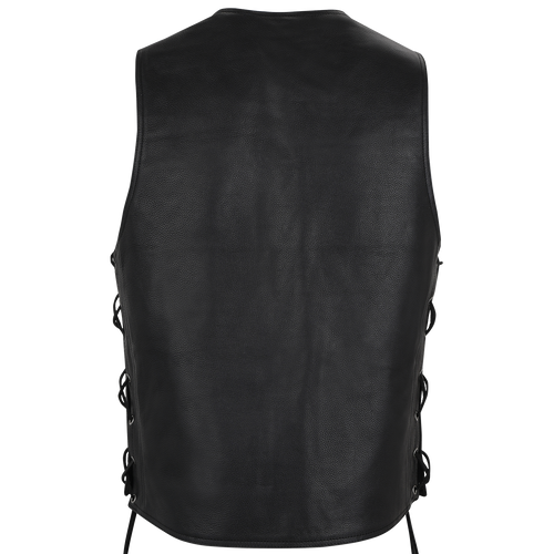 MC-03 Classic Black Leather Vest with Adjustable Lacing