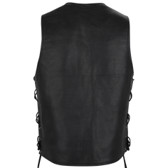 MC-03 Classic Black Leather Vest with Adjustable Lacing
