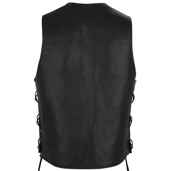 MC-03 Classic Black Leather Vest with Adjustable Lacing