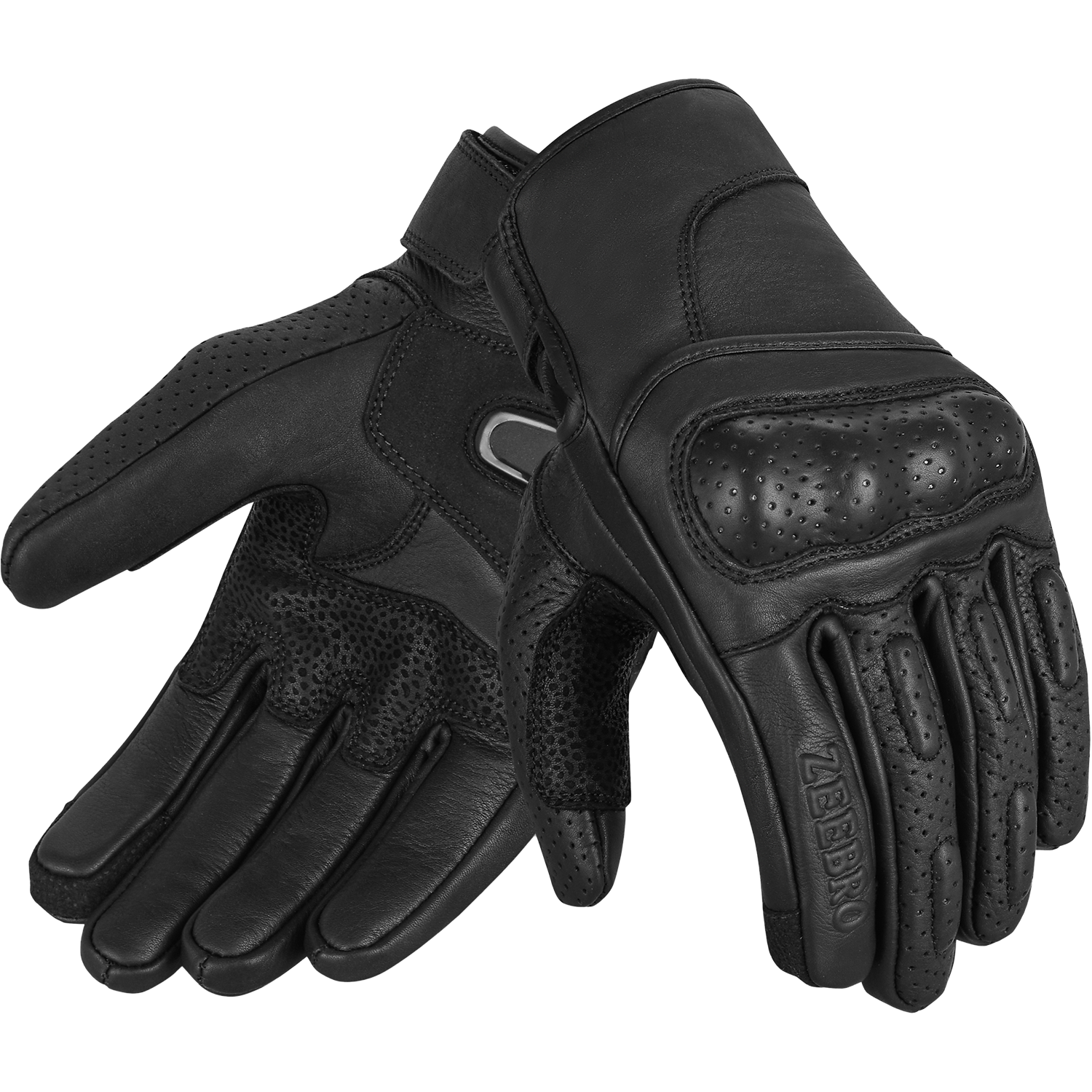 ZeeMen's AC–02 Protective Armor Black Leather Gloves