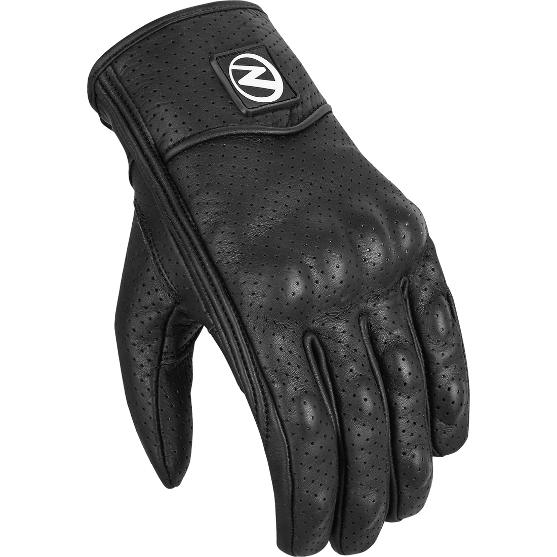 ZeeMen's AC–05 Perforated Protective Armor Black Leather Gloves