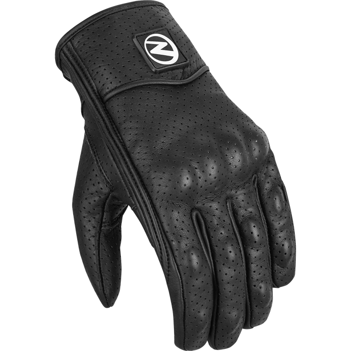 ZeeMen's AC–05 Perforated Protective Armor Black Leather Gloves