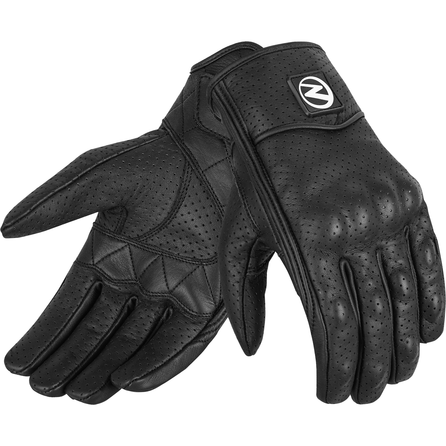 ZeeMen's AC–05 Perforated Protective Armor Black Leather Gloves
