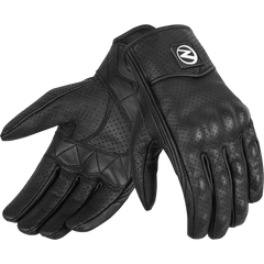 ZeeMen's AC–05 Perforated Protective Armor Black Leather Gloves