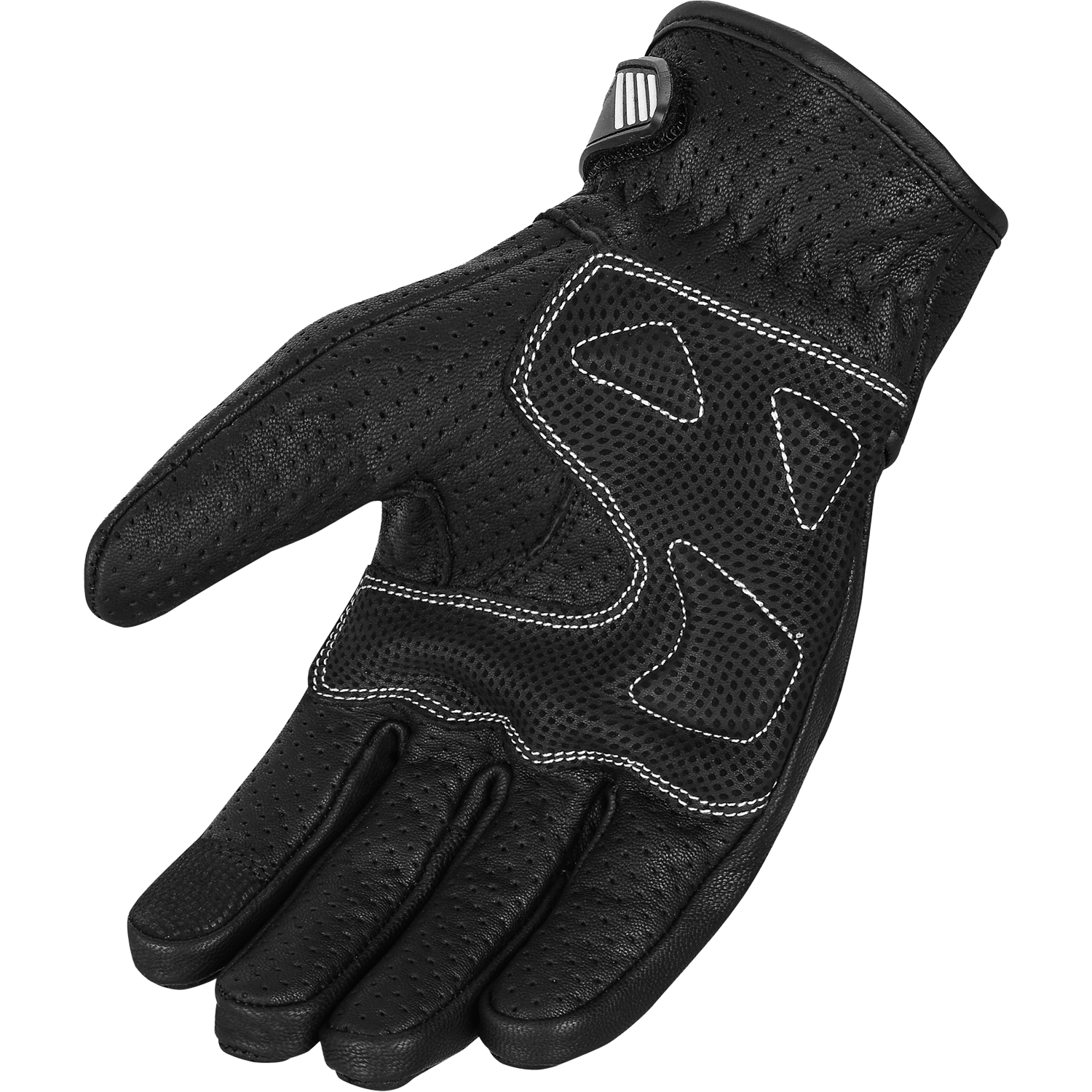 ZeeMen's DG–33 White-Threaded Perforated Black Armor Leather Gloves