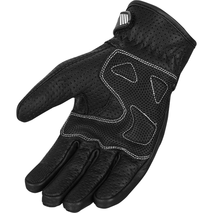 ZeeMen's DG–33 White-Threaded Perforated Black Armor Leather Gloves