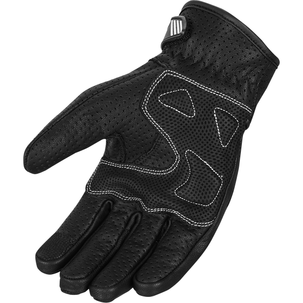 ZeeMen's DG–33 White-Threaded Perforated Black Armor Leather Gloves