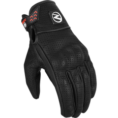 ZeeMen's DG–33 White-Threaded Perforated Black Armor Leather Gloves
